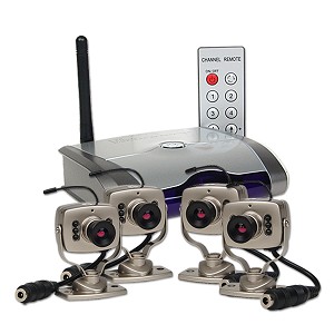 4-Channel Wireless Receiver and 4 Color Cameras